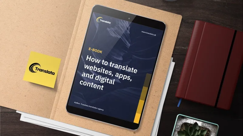 Titulná strana Translata e-booku How to translate websites na tablete